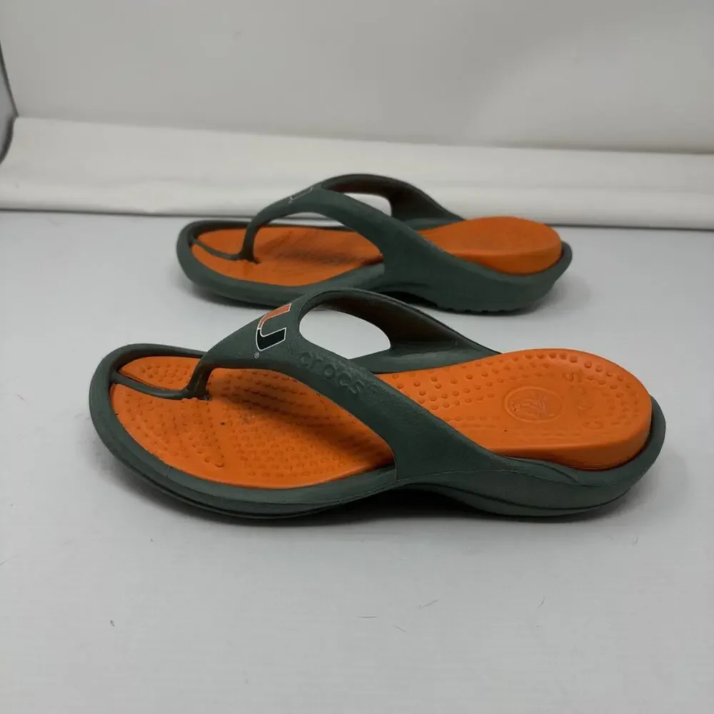 Crocs Sandal Univ of Miami Hurricanes Green Orange U Logo Women’s 6 Men’s 4